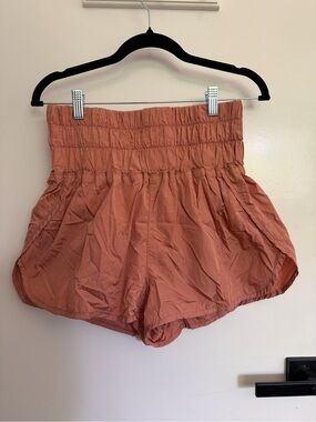High-Waist Smocked Rust Women’s Shorts
